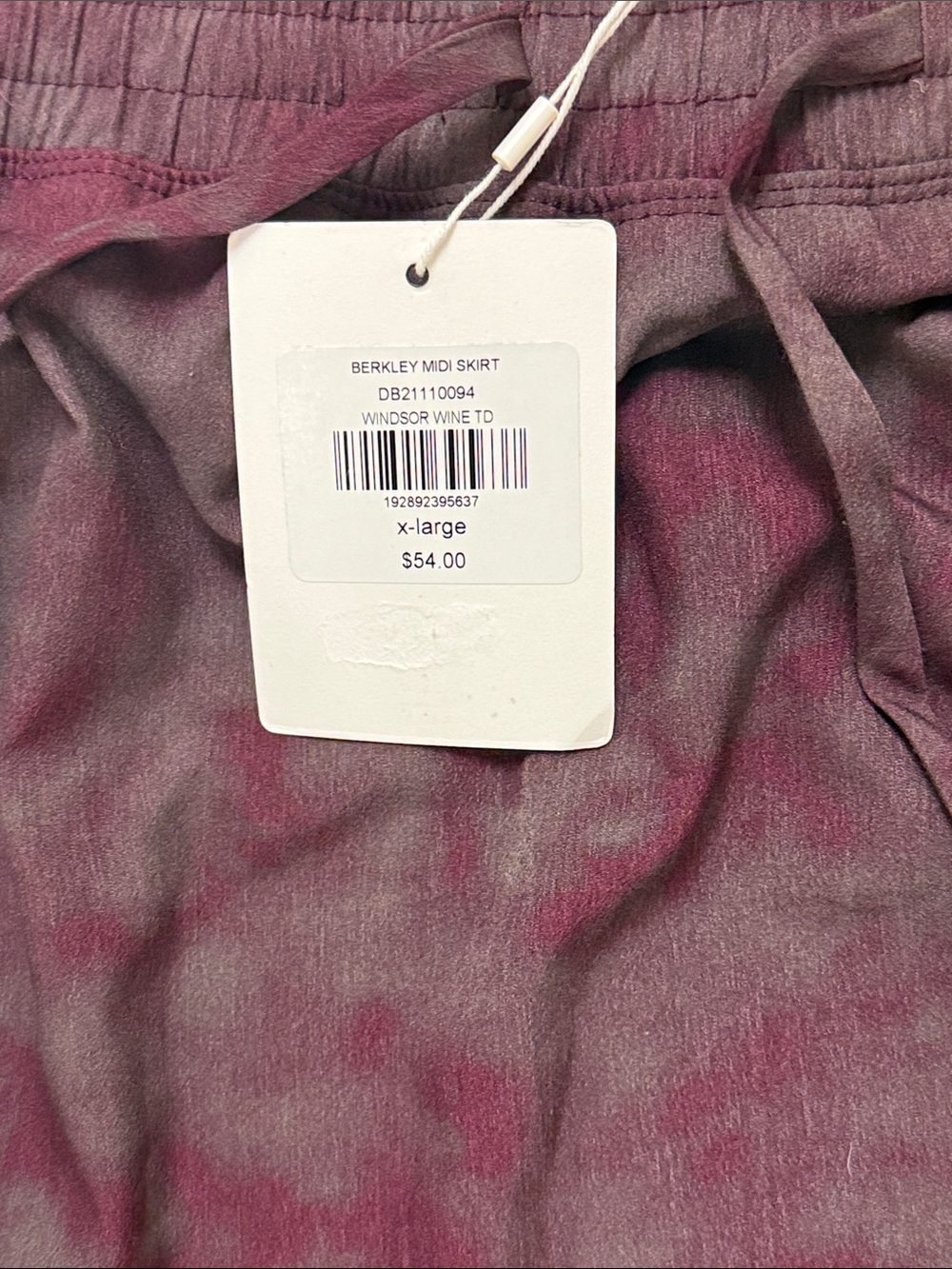 DownEast Tie-Dye Midi Skirt in Burgundy and Gray with Side Slits - Picture 3 of 5